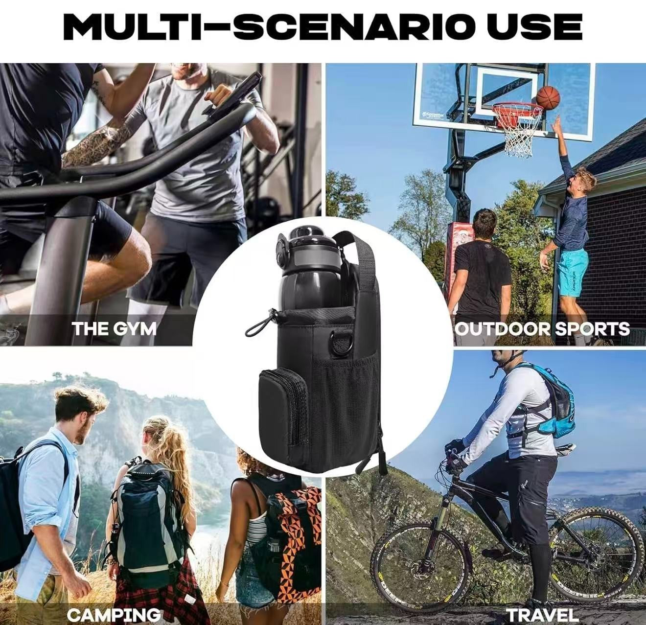 Bolsa Deportiva Magnética Unisex – Porta Botella, Regalo de Gimnasio, Color Negro