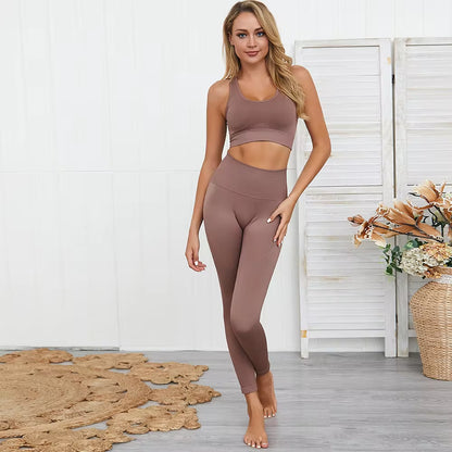Set Deportivo Hyperflex Seamless 2 Piezas Mujer – Crop Top Manga Larga + Leggings de Cintura Alta