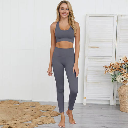 Set Deportivo Hyperflex Seamless 2 Piezas Mujer – Crop Top Manga Larga + Leggings de Cintura Alta