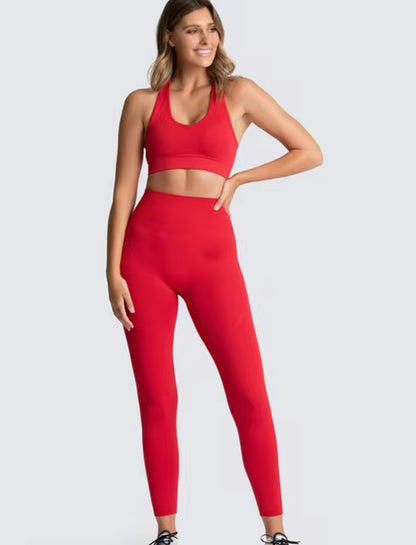 Set Deportivo Hyperflex Seamless 2 Piezas Mujer – Crop Top Manga Larga + Leggings de Cintura Alta