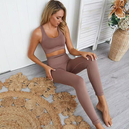 Set Deportivo Hyperflex Seamless 2 Piezas Mujer – Crop Top Manga Larga + Leggings de Cintura Alta