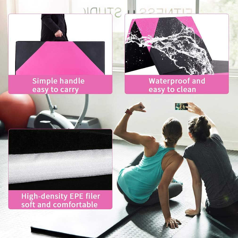 Colchoneta de Gimnasia Plegable – Mat de Yoga Grueso con Asas Portátiles para Entrenamiento en Casa y Exterior