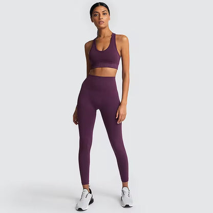 Set Deportivo Hyperflex Seamless 2 Piezas Mujer – Crop Top Manga Larga + Leggings de Cintura Alta