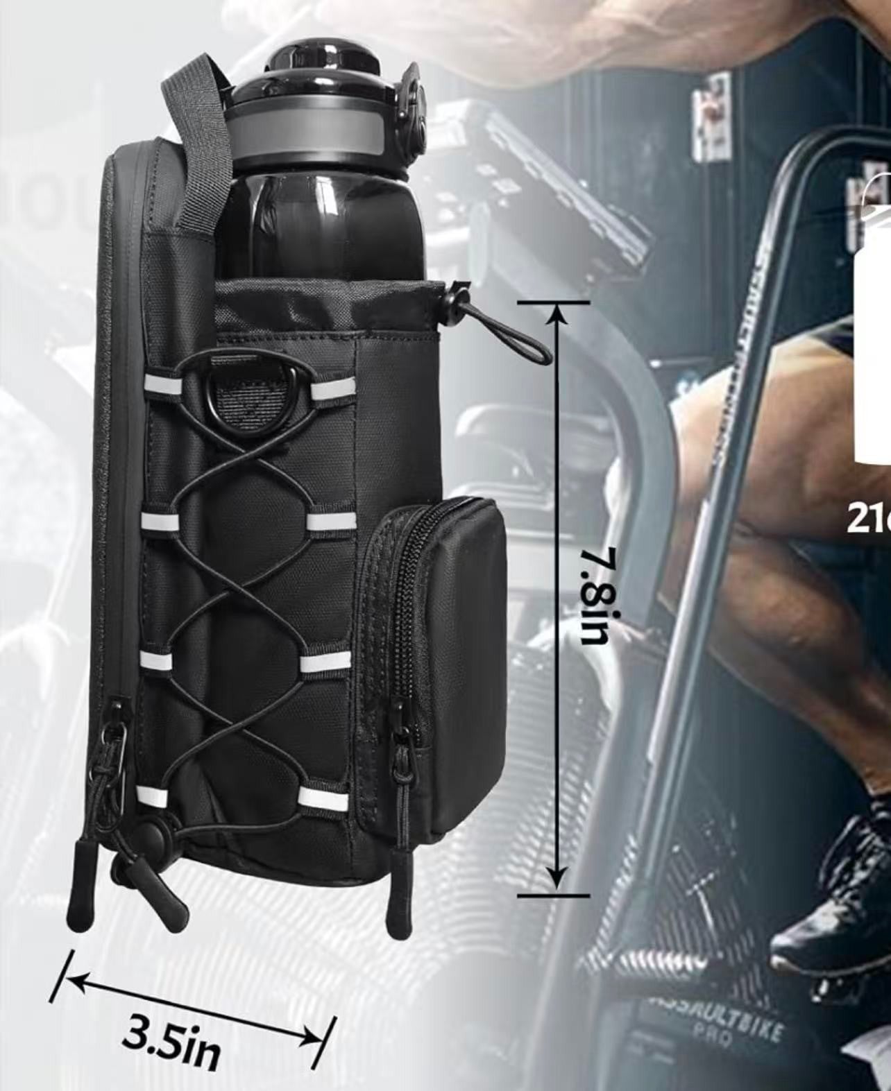 Bolsa Deportiva Magnética Unisex – Porta Botella, Regalo de Gimnasio, Color Negro