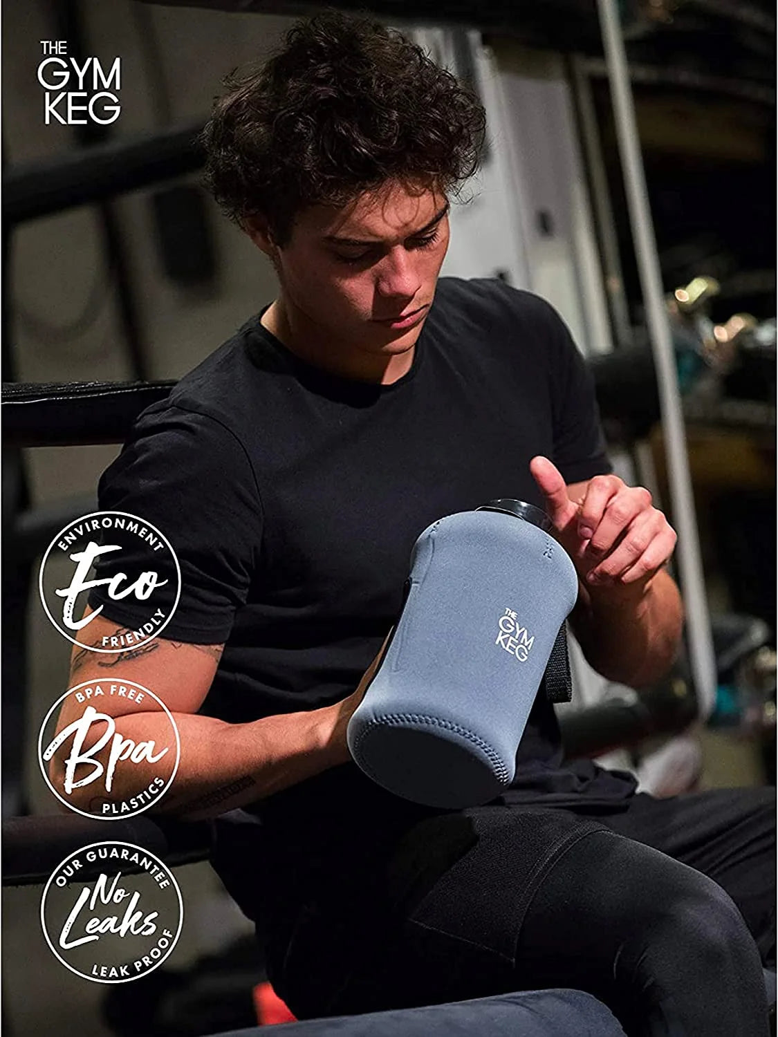 Gym Keg | Botella Deportiva Insulada 2.2 L (74.4 oz) – Media Galón Portátil
