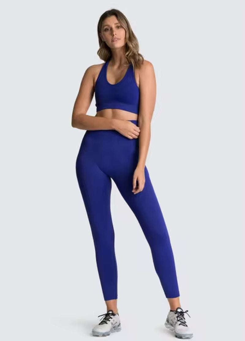 Set Deportivo Hyperflex Seamless 2 Piezas Mujer – Crop Top Manga Larga + Leggings de Cintura Alta