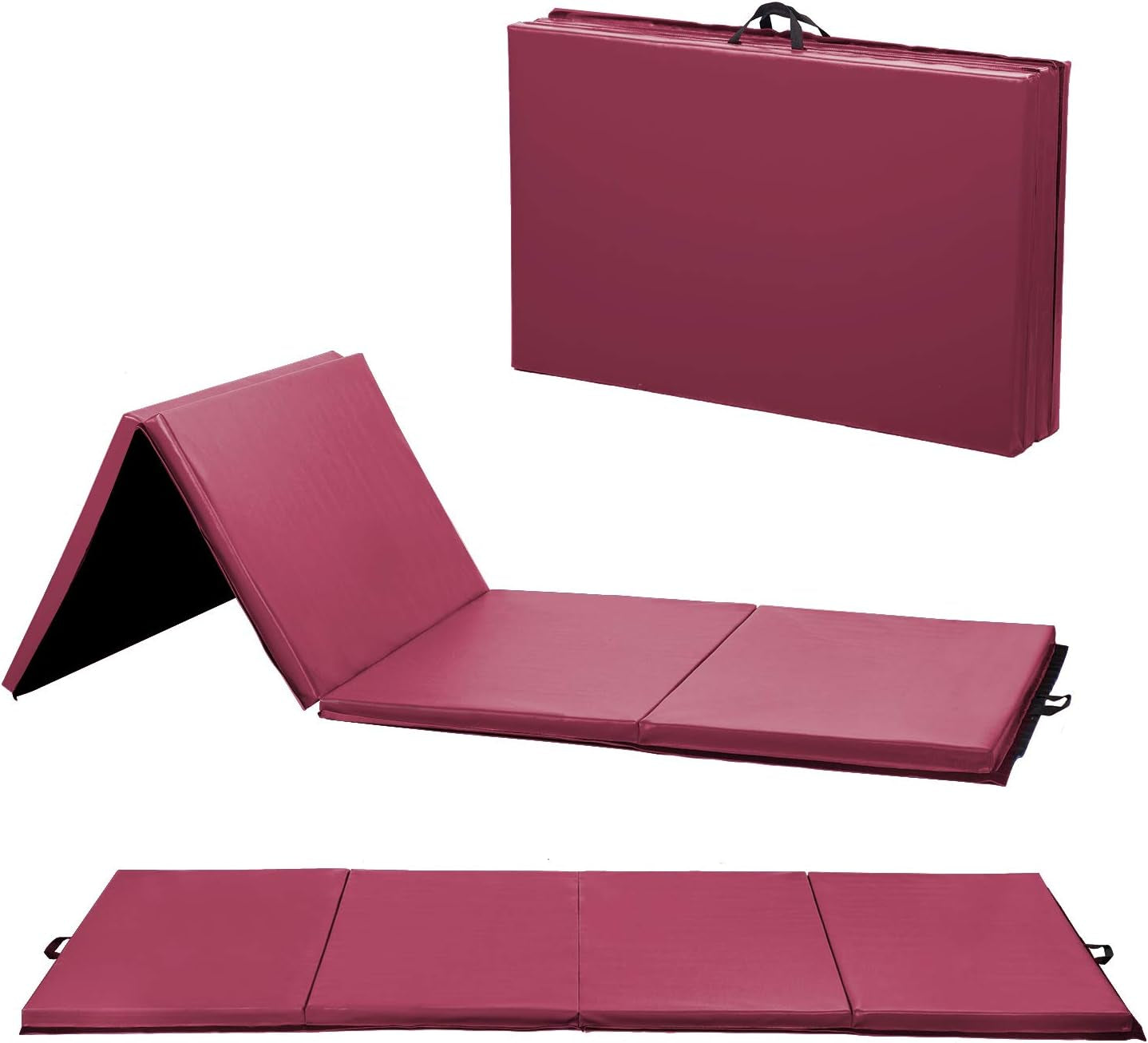 Colchoneta de Gimnasia Plegable – 2” Gruesa PU Leather, Portátil con Asas (2’x6’ / 4’x8’ / 4’x10’)