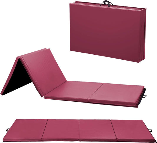 Colchoneta de Gimnasia Plegable – 2” Gruesa PU Leather, Portátil con Asas (2’x6’ / 4’x8’ / 4’x10’)