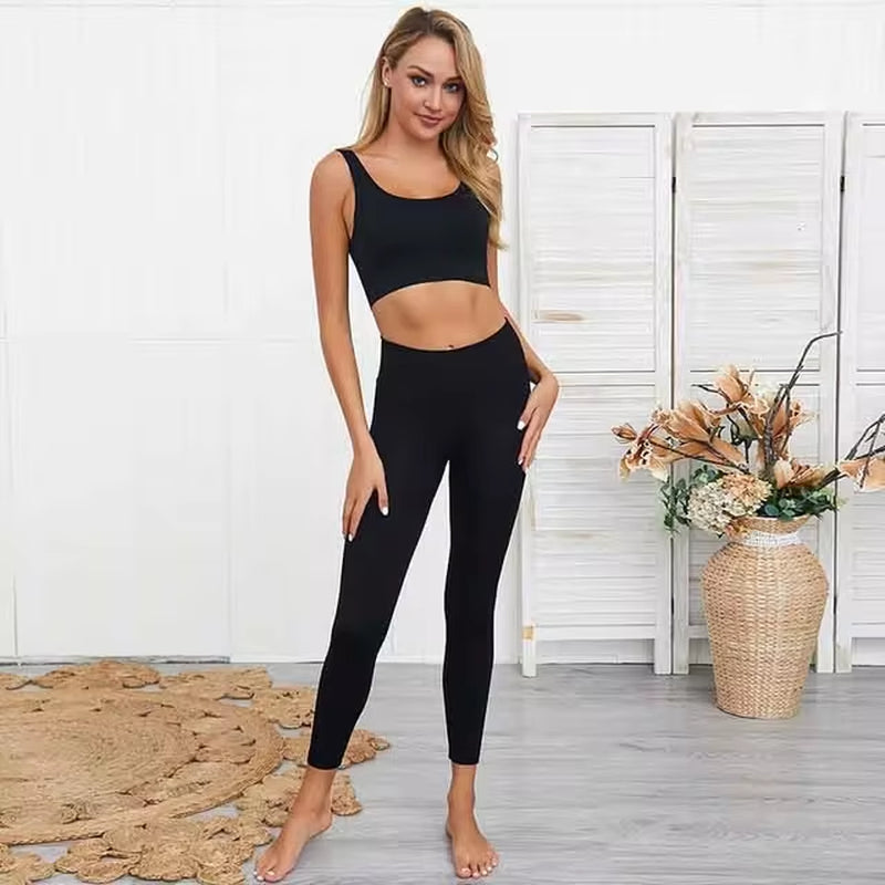 Set Deportivo Hyperflex Seamless 2 Piezas Mujer – Crop Top Manga Larga + Leggings de Cintura Alta
