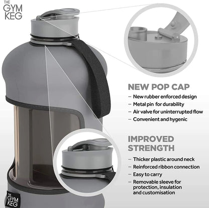 Gym Keg | Botella Deportiva Insulada 2.2 L (74.4 oz) – Media Galón Portátil