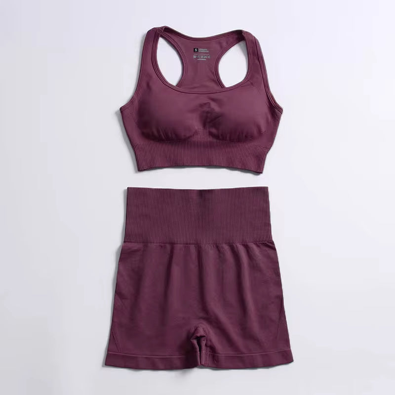 Set Deportivo Hyperflex Seamless 2 Piezas Mujer – Crop Top Manga Larga + Leggings de Cintura Alta