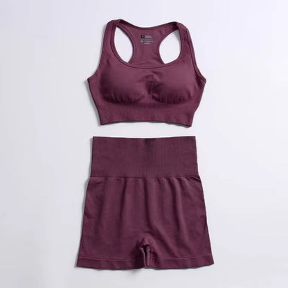Set Deportivo Hyperflex Seamless 2 Piezas Mujer – Crop Top Manga Larga + Leggings de Cintura Alta