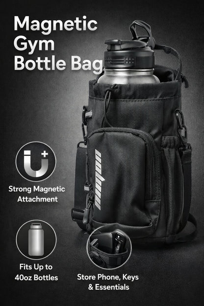 Bolsa Deportiva Magnética Unisex – Porta Botella, Regalo de Gimnasio, Color Negro