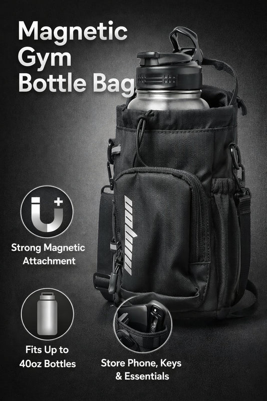 Bolsa Deportiva Magnética Unisex – Porta Botella, Regalo de Gimnasio, Color Negro