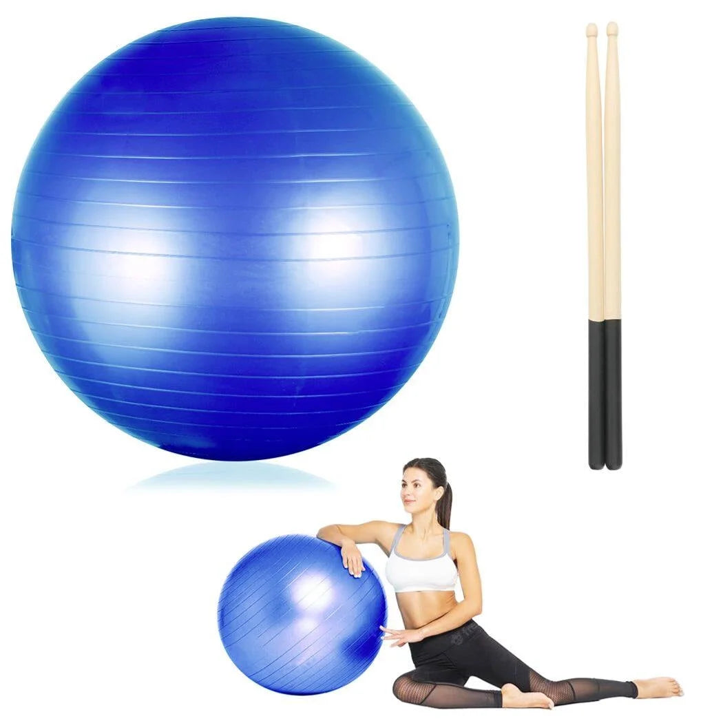 Cardio Drumming Set | Pelota de Balance con Bomba + Sticks 90 g – Ejercicio Aeróbico, Pilates, Yoga y Embarazo