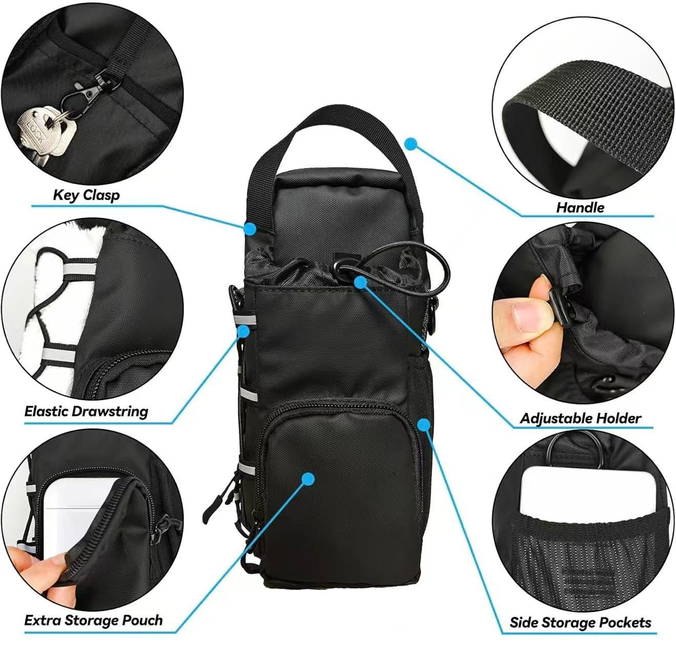 Bolsa Deportiva Magnética Unisex – Porta Botella, Regalo de Gimnasio, Color Negro