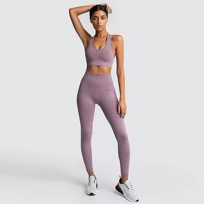 Set Deportivo Hyperflex Seamless 2 Piezas Mujer – Crop Top Manga Larga + Leggings de Cintura Alta