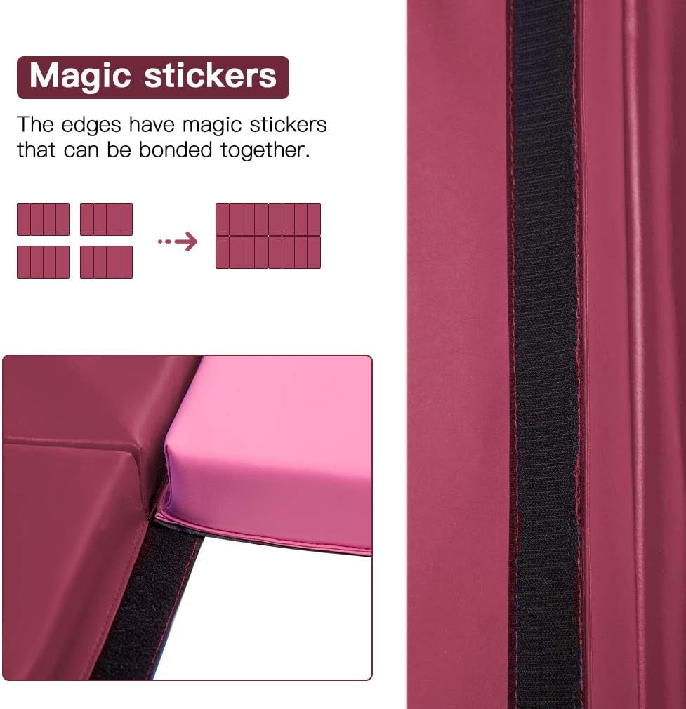 Colchoneta de Gimnasia Plegable – 2” Gruesa PU Leather, Portátil con Asas (2’x6’ / 4’x8’ / 4’x10’)